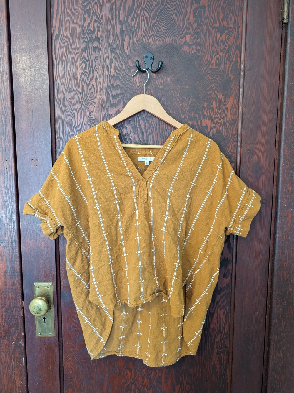 Madewell Mustard Split V-Neck Textured Tunic
